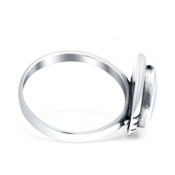 Triangular Ring Created White Opal Oxidized 925 Sterling Silver Wholesale